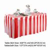 Elastic Red and White Striped Table Skirt Set Waterproof Table Cover  Carnival Party