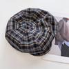 Cotton Grid Beret Cap Thin Women Octagonal Hat Casual Plaid Cloud Cap  Spring