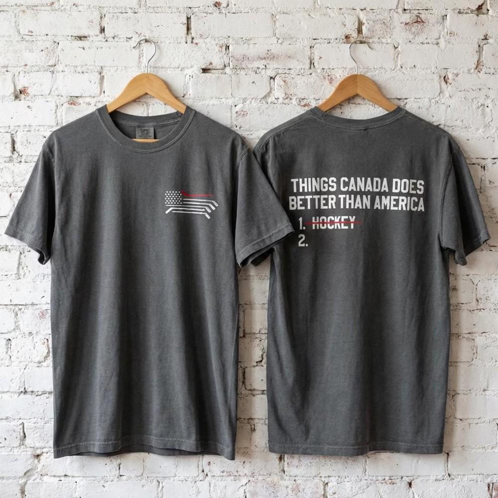 

Funny Things Canada Does Better Than America TShirt 2 Sides USA Gold Unisex T-Shirt XL