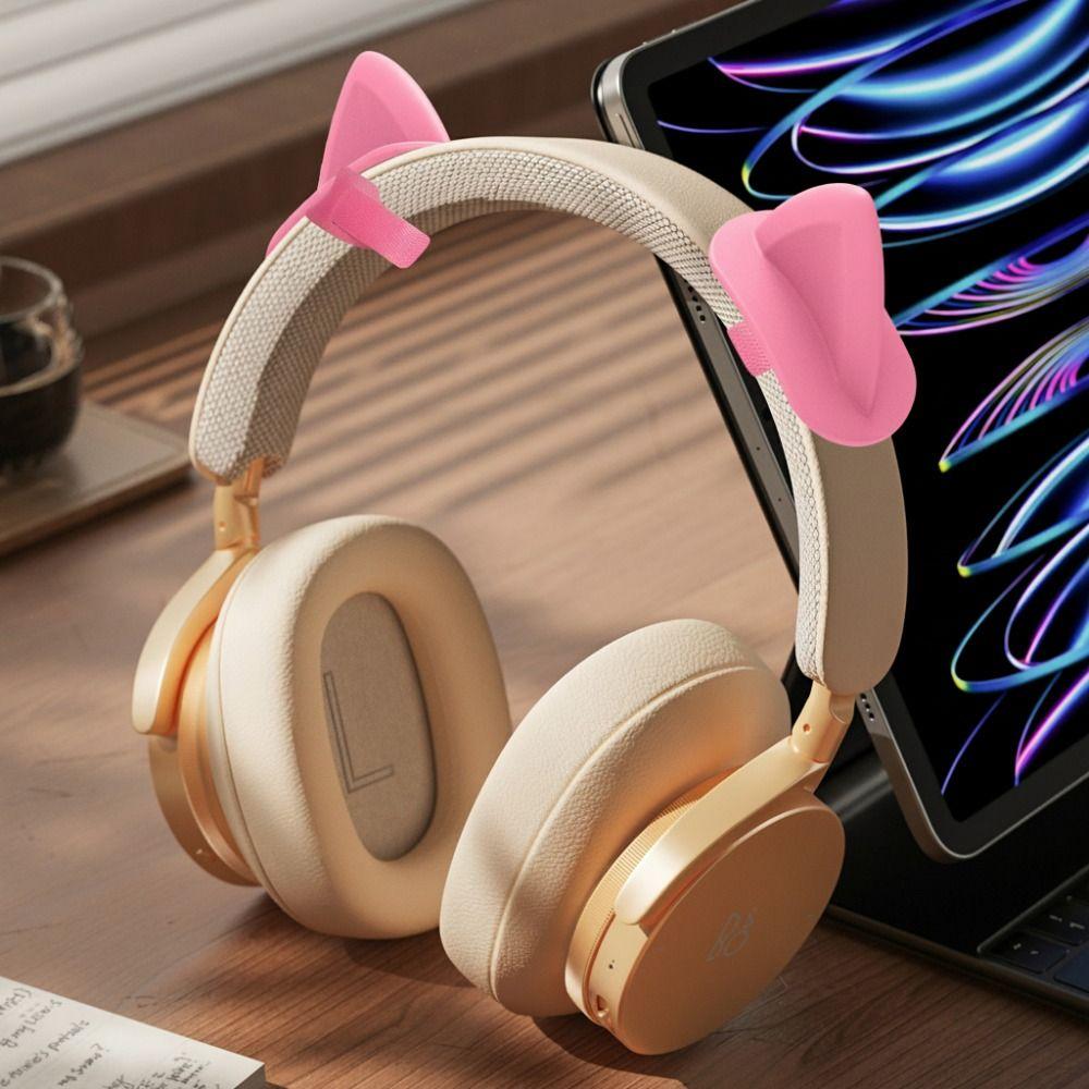 2 Pack Silicone Cat Ears Headphone Decorations Adjustable Headphone Accessories  Girls