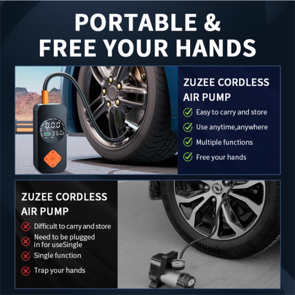 Reifenfüller Tragbarer Kompressor Akku Fahrrad Mit Digitalanzeige, 150 PSI Autoreifen Mit LED-Leuchten Für Autos, Motorräder