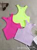 New High-End Sleeveless Ribbed Yoga Vest - Solid Color, Racerback, Breathable for Spring/Summer Fitness