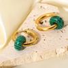 Drop shipping 1 pcs gold plated tarnish free stainless steel hoop earring jewelry green malachite natural stone huggie earrings
