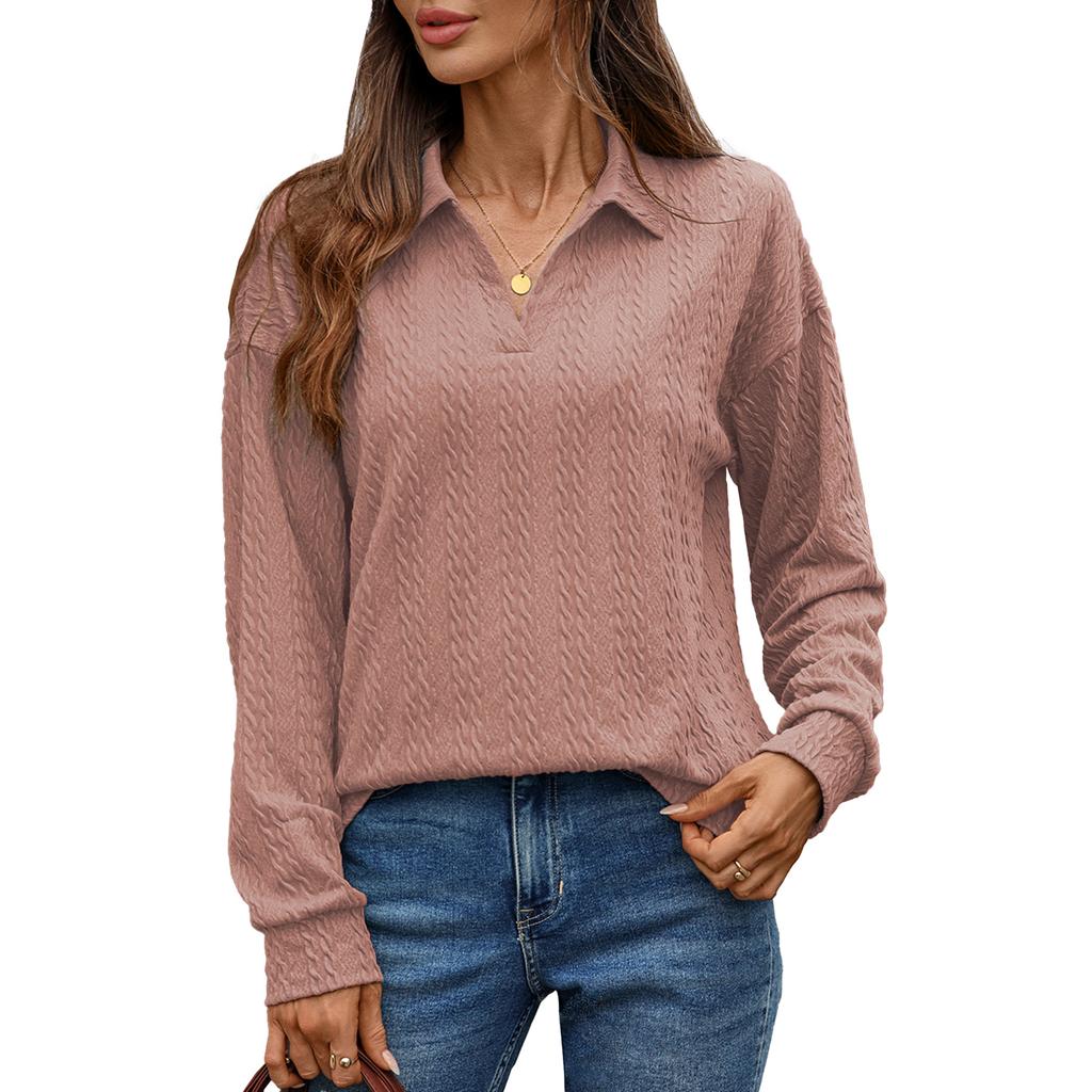 New Solid-color Pullover Hoodie for Autumn and Winter, Loose Lapel Long-sleeved Top for Women