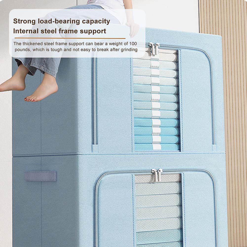 Fabric Clothes Storage Bin Large Capacity Wardrobe Organiser with Dual Zip for Home