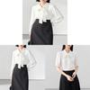 French Style White Butterfly Tie Blouse With Detachable Sash For Elegant Workwear
