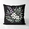 Floral Pattern Black Throw Pillow For Home Decor Polyester Pillowcase, Sofa Decorative Cushion Cov Headboard Pillow