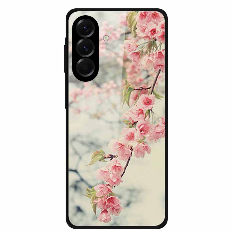 Tempered Glass Phone Case For Samsung Galaxy S24 FE Case Hard PC Back Cover Shell for Galaxy S24FE S 24 FE 5G Hard Covers Flower
