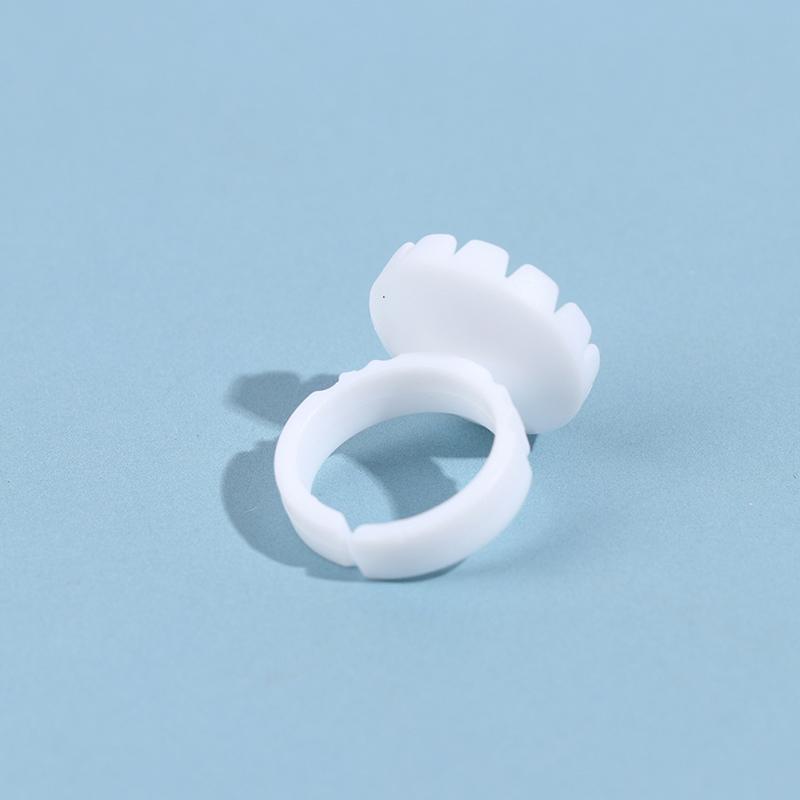 100Pcs Disposable Eyelash Extension Rings Lash Glue Fan Cup Finger Holder Fans