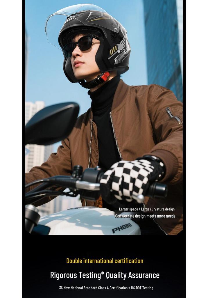 AD 3C Certified Electric Motorcycle Half Helmet for Men & Women - Summer, Breathable, and Safe