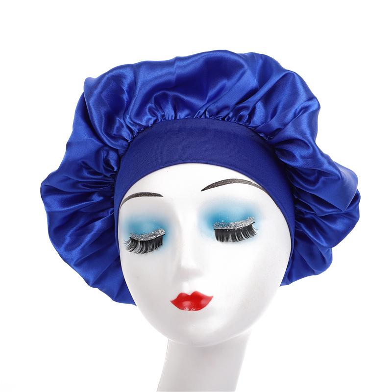 Adult Silk Satin Wide Brim Sleep Cap for Hair Care - European & American Style Postpartum Bath Hat