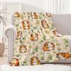 Guinea Pig Flannel Blanket Lovely Cartoon Animal Red Strawberry Blankets for Couch Bed Sofa Pet Hamster Floral Throw Blanket