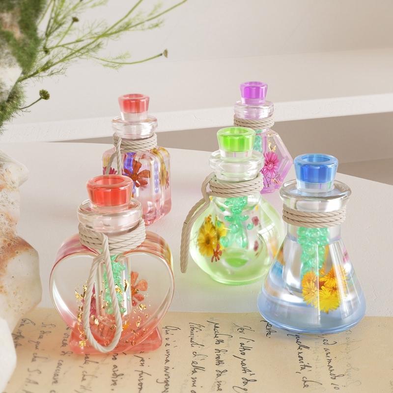 DIY Cute Small Drift Bottle Pendant Silicone Mold Handmade Star Heart Shaped Wishing Bottle Keychain Charm Ornament Resin Mould