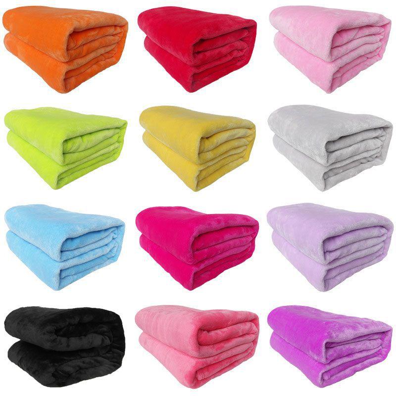Sumptuous 22 Solid Colors Flannel Plush Fleece Blanket Perfect For Sofa Relaxation