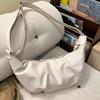 Korean 2025 Retro Soft Leather Pleated Dumpling Bag Casual Versatile Shoulder Messenger Bag Lazy Style Croissant