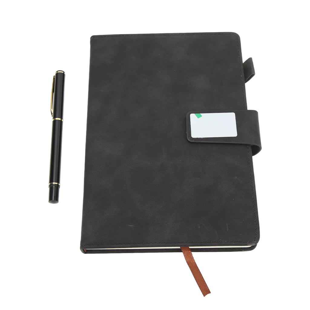A5 Notebook PU Leather Cover Ribbon Bookmark Ink Proof Thick Paper Ruled Paper Notebook with Pen