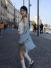 Women's Korean Style Blue Plaid Loose Shirt Jacket - Early Autumn Chic Design