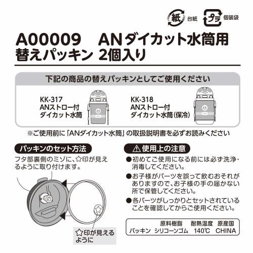 Anpanman Die-Cut Water Bottle Replacement Gasket with Straw (Pack of 2)