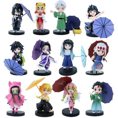 High Quality 12pcs Anime Demon Slayer Blind Box Tanjiro Kamado Nezuko Cartoon Figure PVC Model Ornament Child Christmas Halloween Gift Box