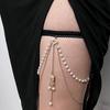 Beach Gold Color Multi-Layers Pearl Thigh Chain Women'S Trend  Leg Chain Fringe Geometric Body Jewelry