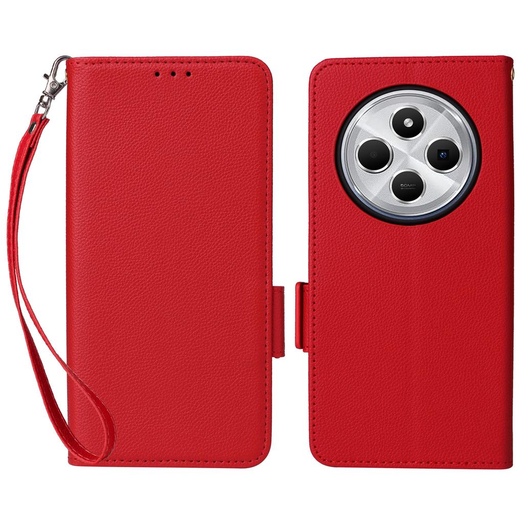 For Xiaomi Poco C75 4G/Redmi 14R 5G/14C 4G/A4 5G Case with Wrist Strap Litchi Texture PU Leather Wallet Phone Cover