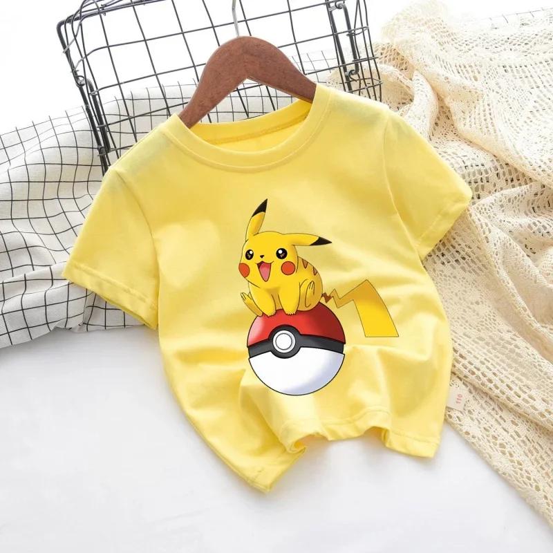 New Cartoon Printed Pikachu Game T-shirt for Kids - Short Sleeve Boys' and Girls' Casual Shirt for 2025 Sports Shirt