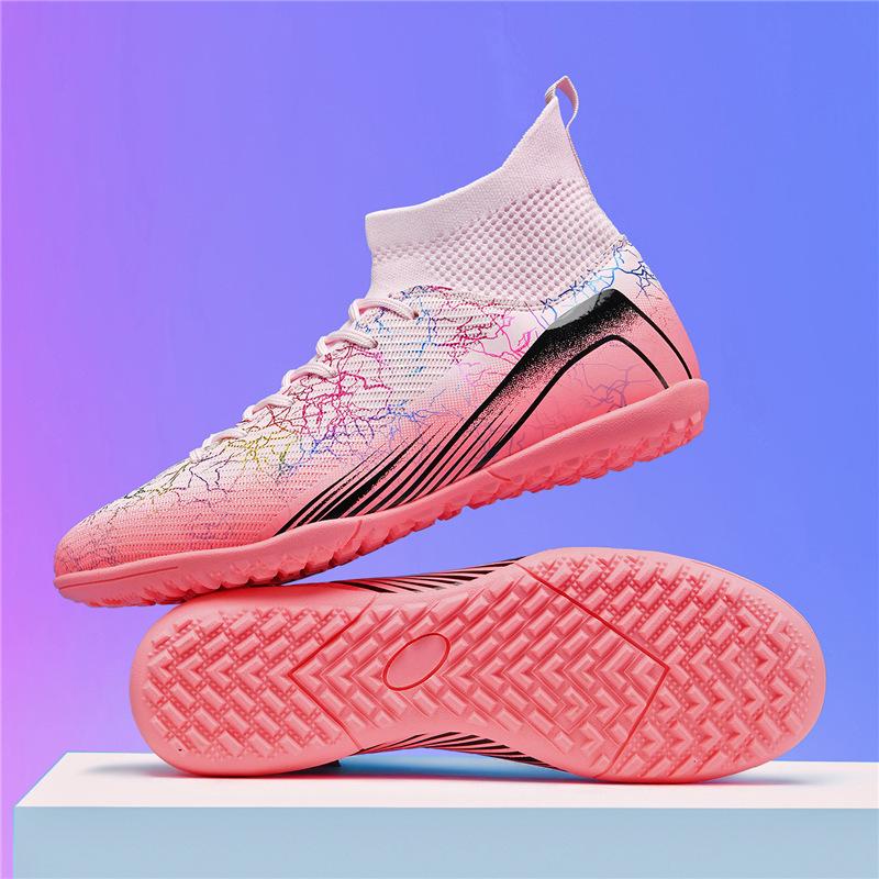 Student football shoes youth men's and women's high-top spike sneakers summer children's broken nail training shoes