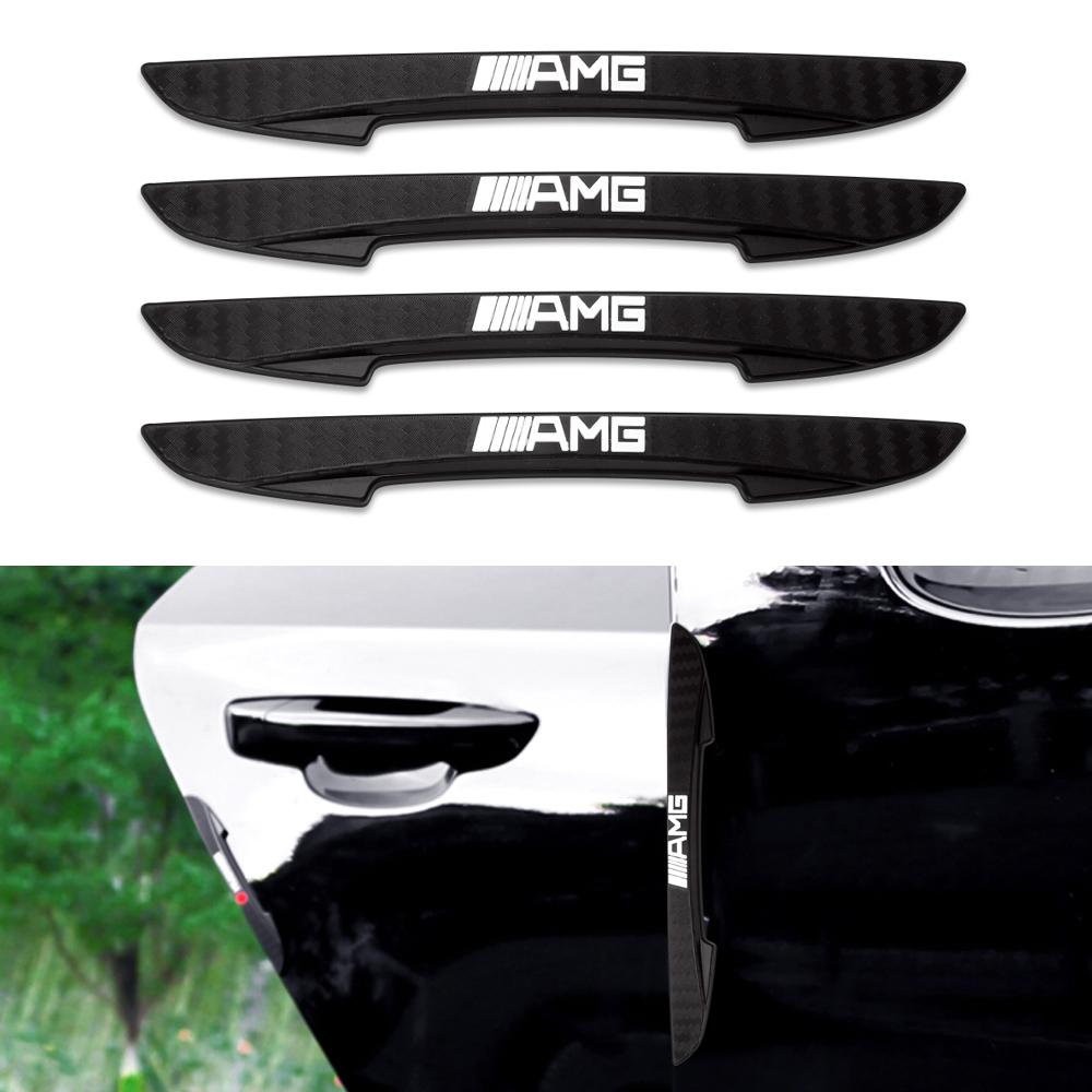 4PCS Car Door Anti-collision Protector Car Badge Bumper Strip Stickers For Mercedes Benz AMG W124 W203 W204 W210 W211 W212 W220