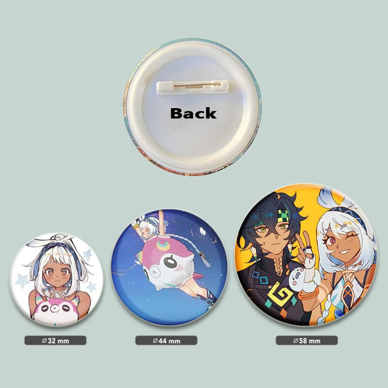 Anime Game Genshin Impact Mualani Soft Button Pins Character Kinich X Mualani Fanart Brooch Handmade Badge Fans Collection Gifts