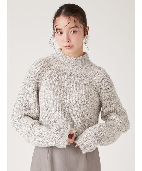 Lily Brown Cropped Knit Top White Women's Mid-Gauge (LWNT245079)