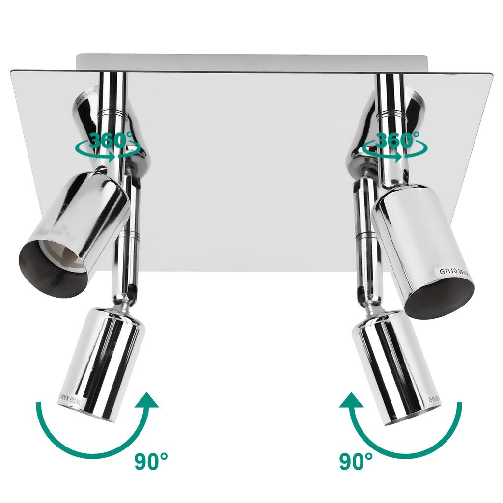 4 Way Square Spot Light Ceiling Spotlight 4 GU10 Bulbs LED Ceiling Light Chandelier Lamps for Kitchen Living Room