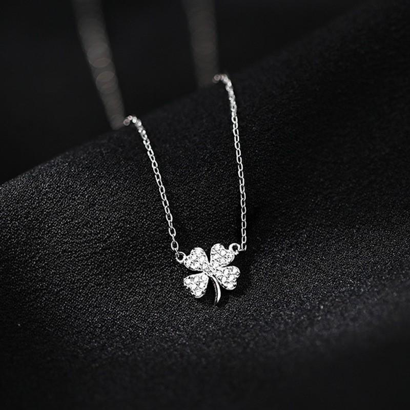 Women's Four-Leaf Clover Full Diamond Pendant Necklace - Trendy Live Stream Influencer Fashion Jewelry
