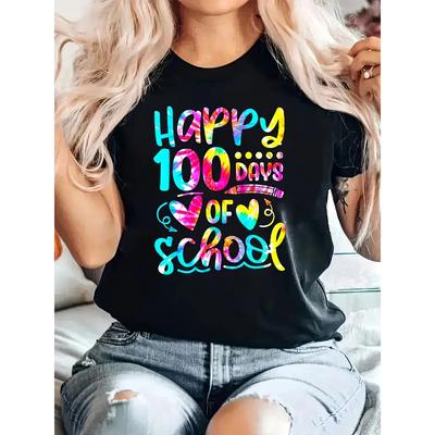Europäische Größen Damen Kurzarm Rundhals T-Shirt - Sommer & Frühling Lässige Bluse mit Kurzarm Rundhals, Maschinenwaschbar Blickdichtes Oberteil