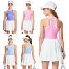 Girls Sports Tennis Dress Color Block Sleeveless Bubble Hem Sundress with Integrated Shorts for Golf Casual