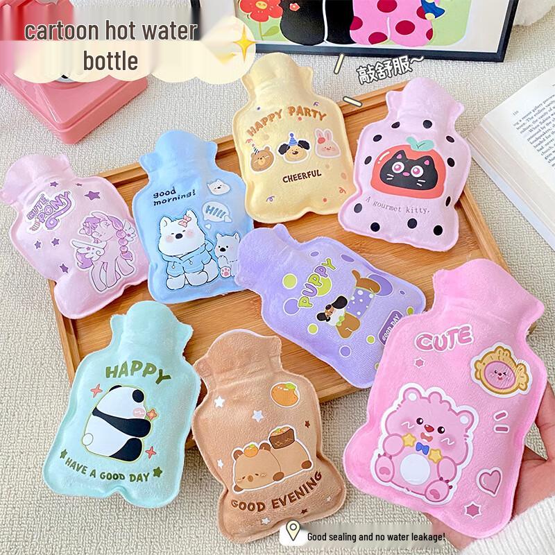 Portable Cartoon Flocked Mini Hot Water Bottle
