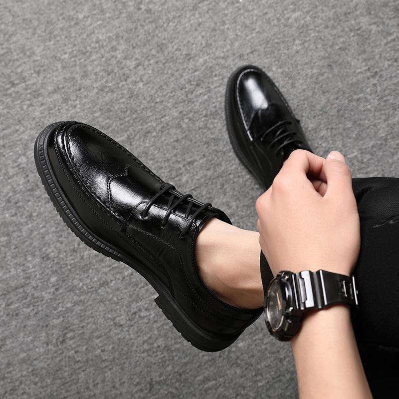 Leather Shoes Men'S Business Dress Casual Suit Men'S Shoes Green British Soft Sole Pointed Best Man Breathable Small Leather Shoes