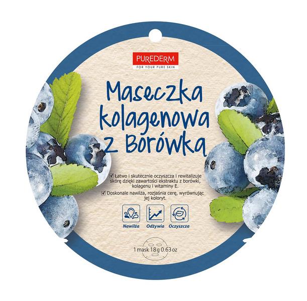 Purederm Collagen Mask Maska Do Twarzy W Płacie Blueberry 18G