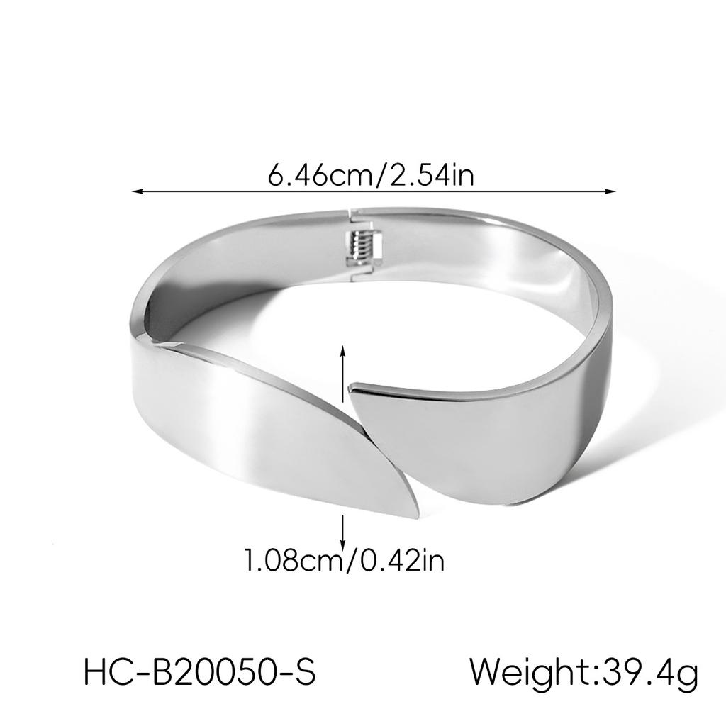 Gold and Silver Two-tone Stainless Steel Star Bangle, Instagram Style Wide Band Titanium Steel Open Bracelet