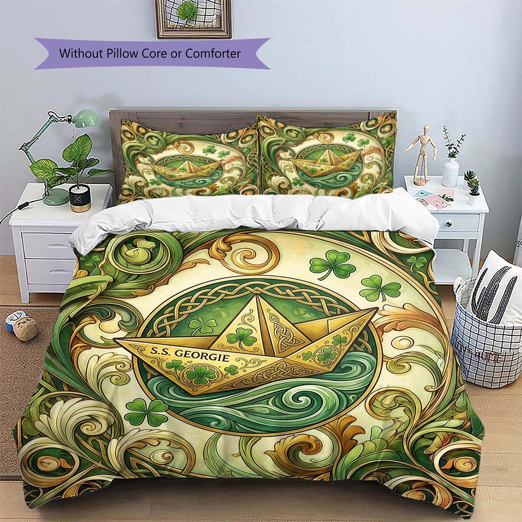 IT Pattern Bedding Quilt Set Quilt Cover Pillowcase Home Decoration Birthday Gift (1 * Duvet Cover + 2 * Pillowcase, Without Core)