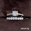 Stylish And Simple Aaa Zircon Two-Piece Set For Women, Popular Pair Of Rings
