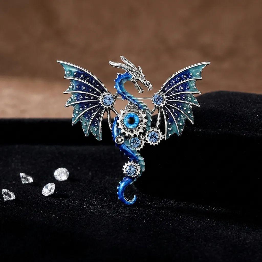 Dragon Mechanical Brooch With Zinc Alloy Material For Gothic Fashion And Giftgiving