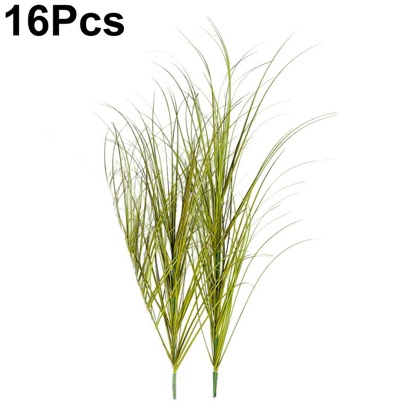 16PC Artificial Onion Grass Bushes Yard Realistic Plastic Plants Home Office Decor Fake Tall Grasses Indoor 3 Sizes