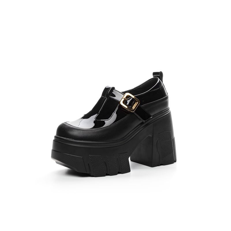 Fashion Mary Janes Vintage Black Sandals Woman Buckle Non-Slip Casual Medium Heels Office Ladies Solid Elegant Heels Korean 2024 Summer