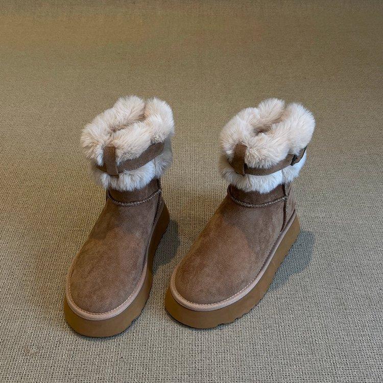 Snow boots 2026 autumn and winter new retro fur integrated short boots with plush insulation for winter