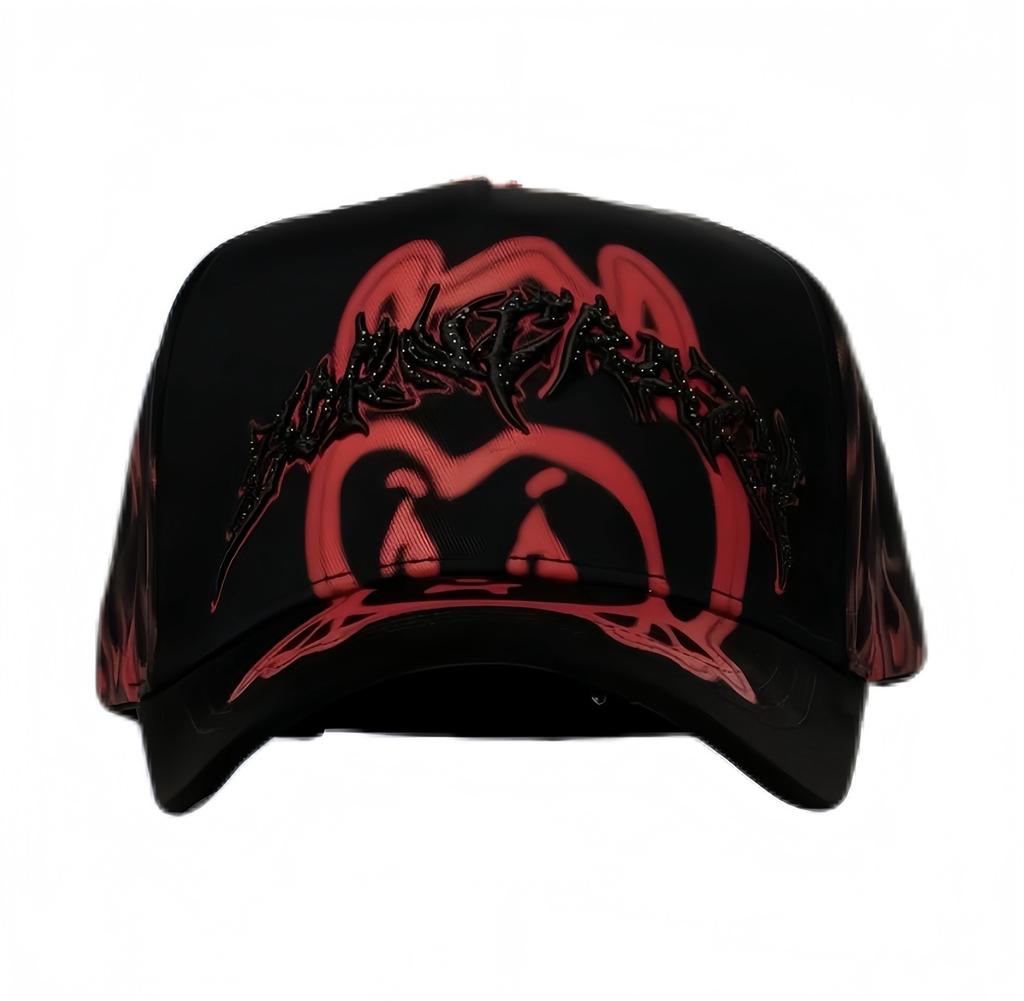Custom Rhinestone Satin Silk Lined 5panels 3d Embroidery Baseball Hat Custom logo Suede Caps Gorras Xcap Viacrucis Black Cap