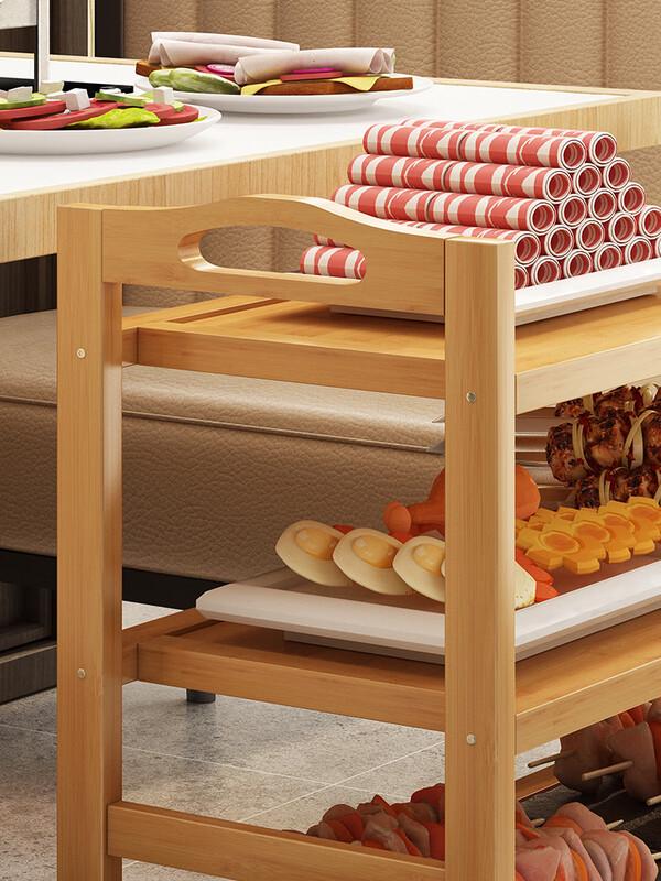 Bamboo Mid-Century Modern Kitchen & Hot Pot Serving Shelf