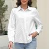 Women's Blouses & Shirts Solid Color Shirt Ladies Button Up Casual Jacquard Lapel Long Sleeved Top