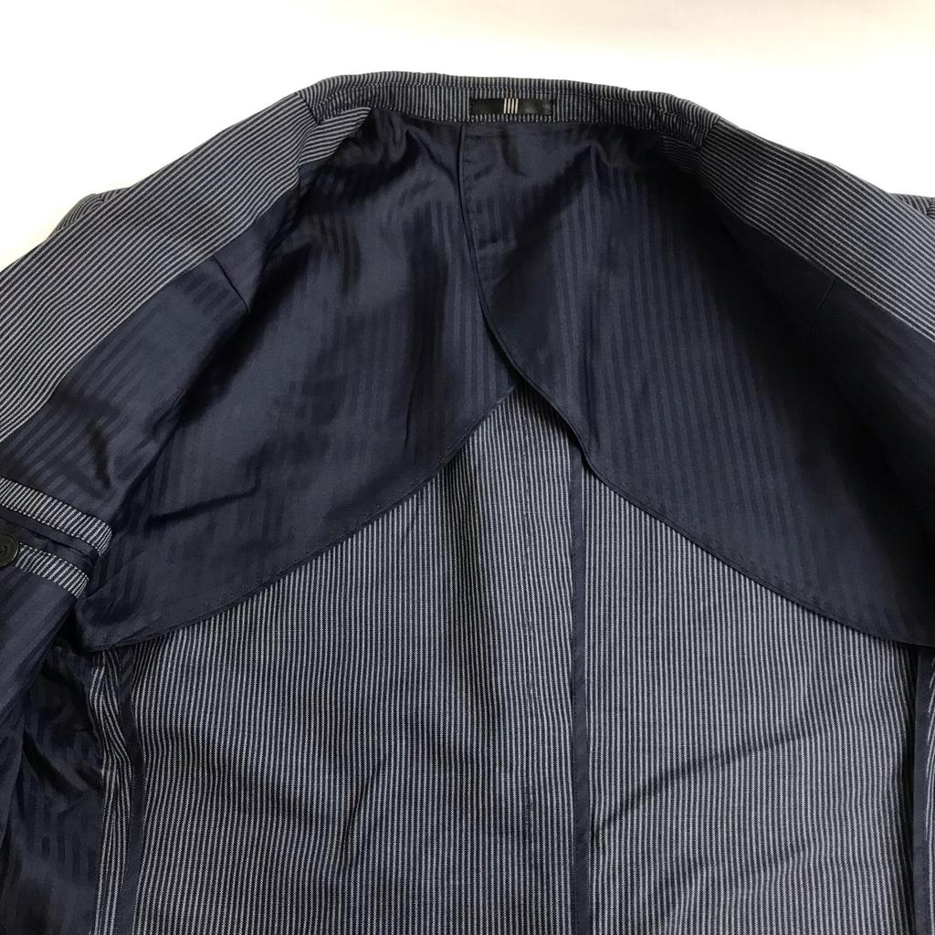 SUIT SELECT Kostymuppsättning [Överdel & Underdel A4/Herr ML/Marinblå Randig] Enkel Jacka Byxor(BEGAGNAD)