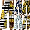 Womens Summer Print Casual Loose Pants Plus Size Loose Beach Pants