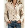 Women's Shirt Collar Tassel Jacket Long Sleeve Retro Single-Breasted Short Coat Streetwear